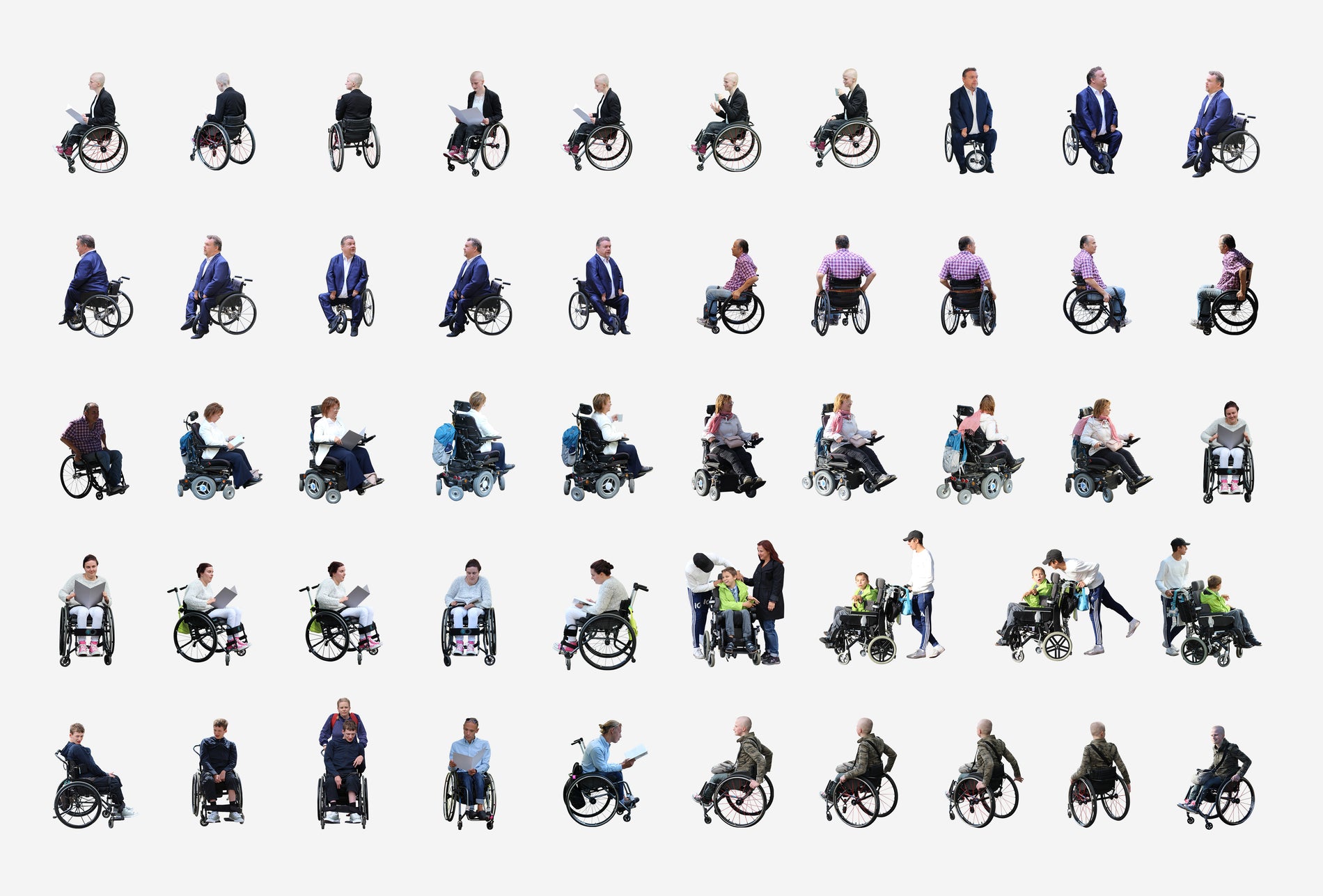 Cutout People - Using Wheelchair